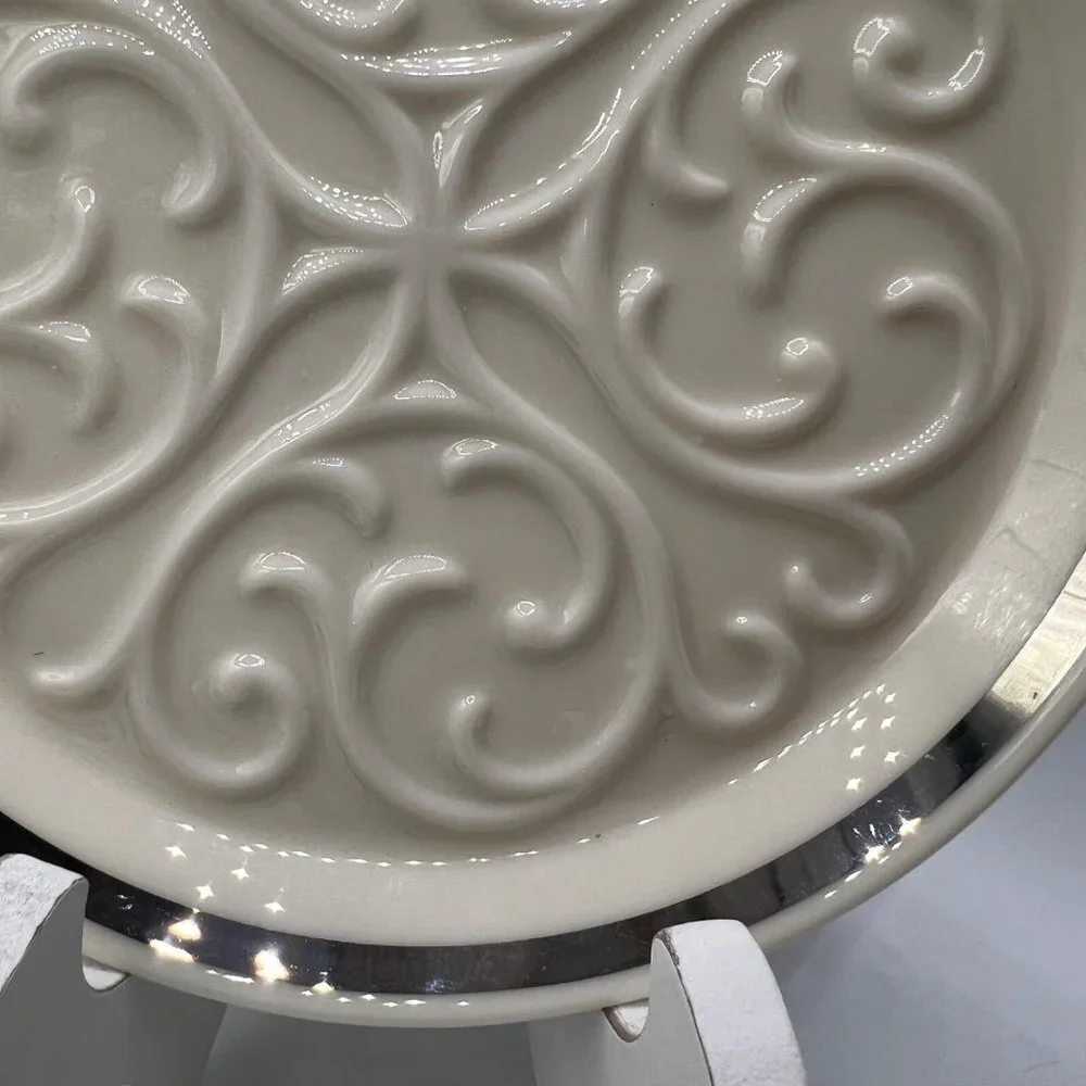 Vintage Lenox Seville Ivory With Platinum Wine Bottle Coaster Plate Porcelain